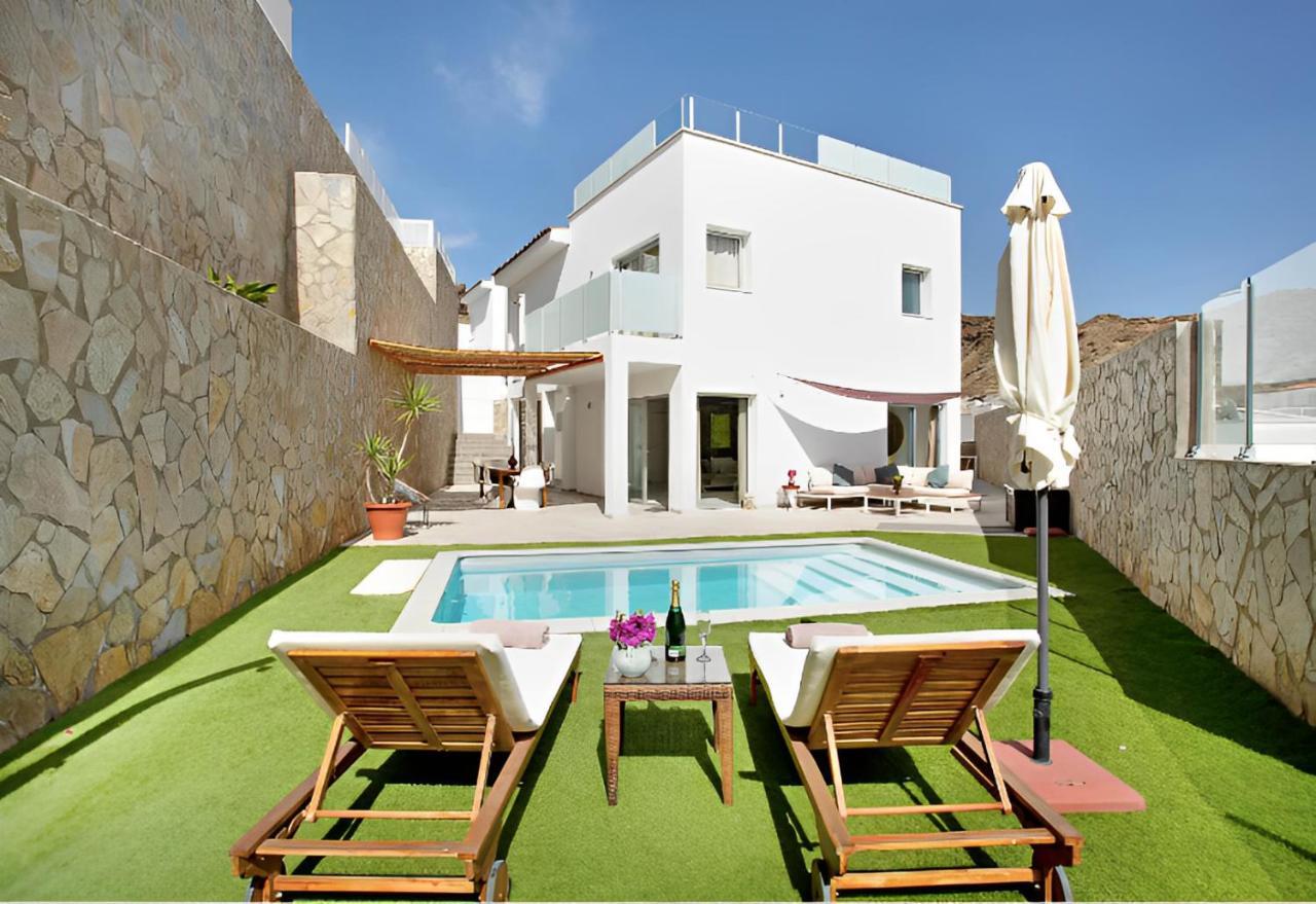 Dream Villa With Heated Pool, Rooftop & Ocean Views Mogan Ngoại thất bức ảnh