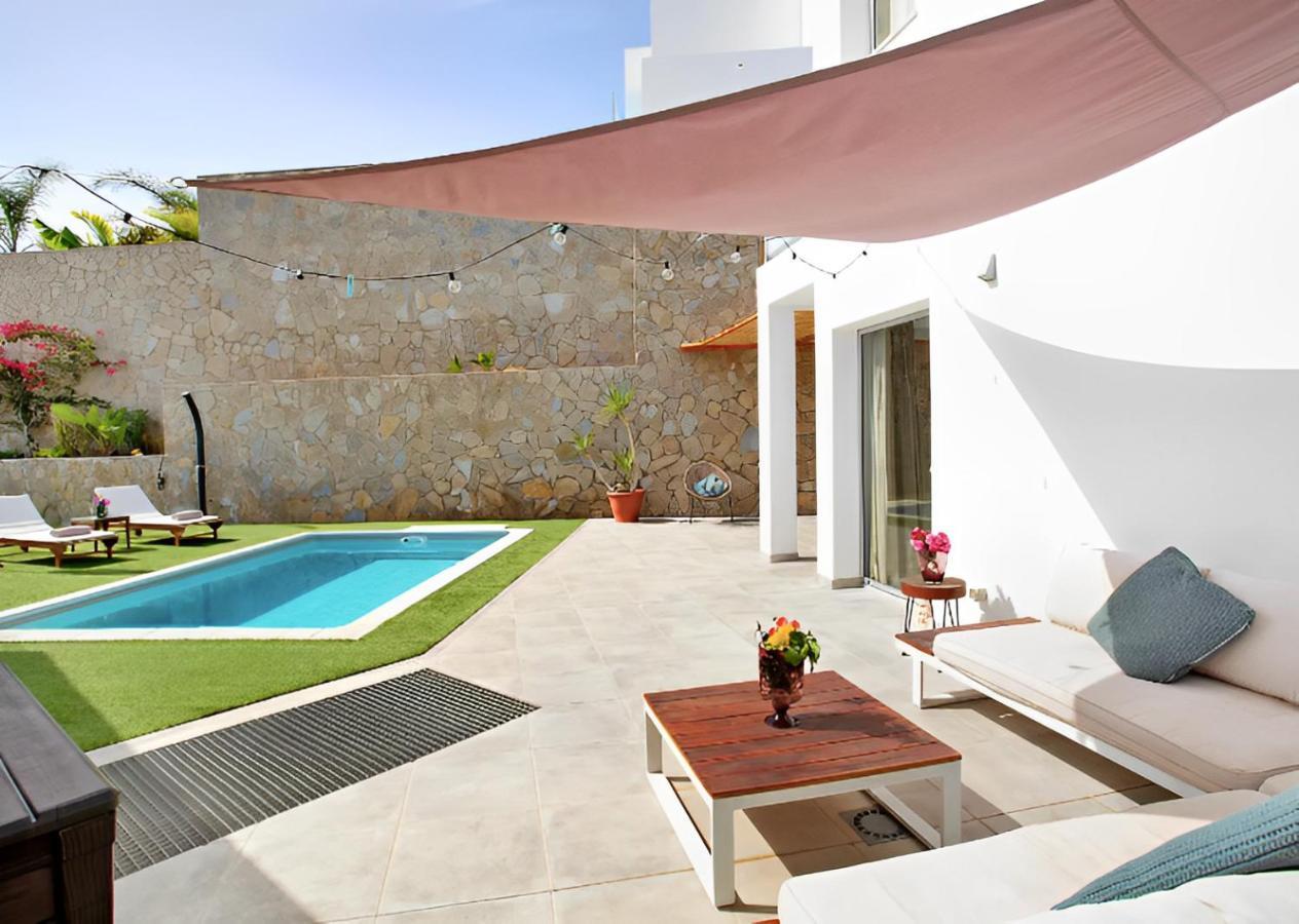 Dream Villa With Heated Pool, Rooftop & Ocean Views Mogan Ngoại thất bức ảnh