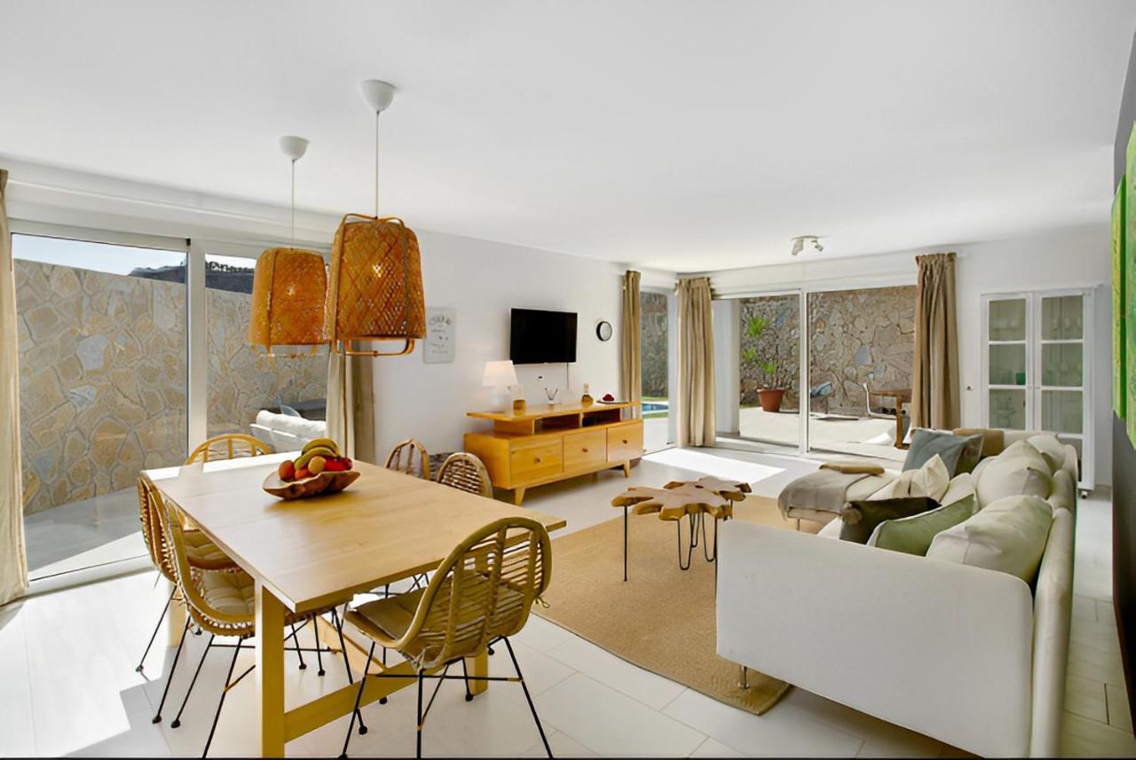 Dream Villa With Heated Pool, Rooftop & Ocean Views Mogan Ngoại thất bức ảnh